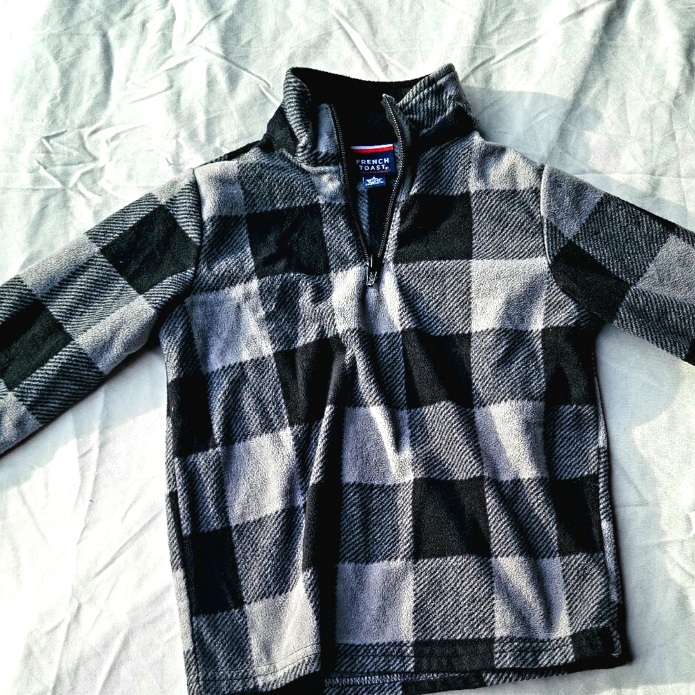 French Toast Boys 5 black n grey plaid